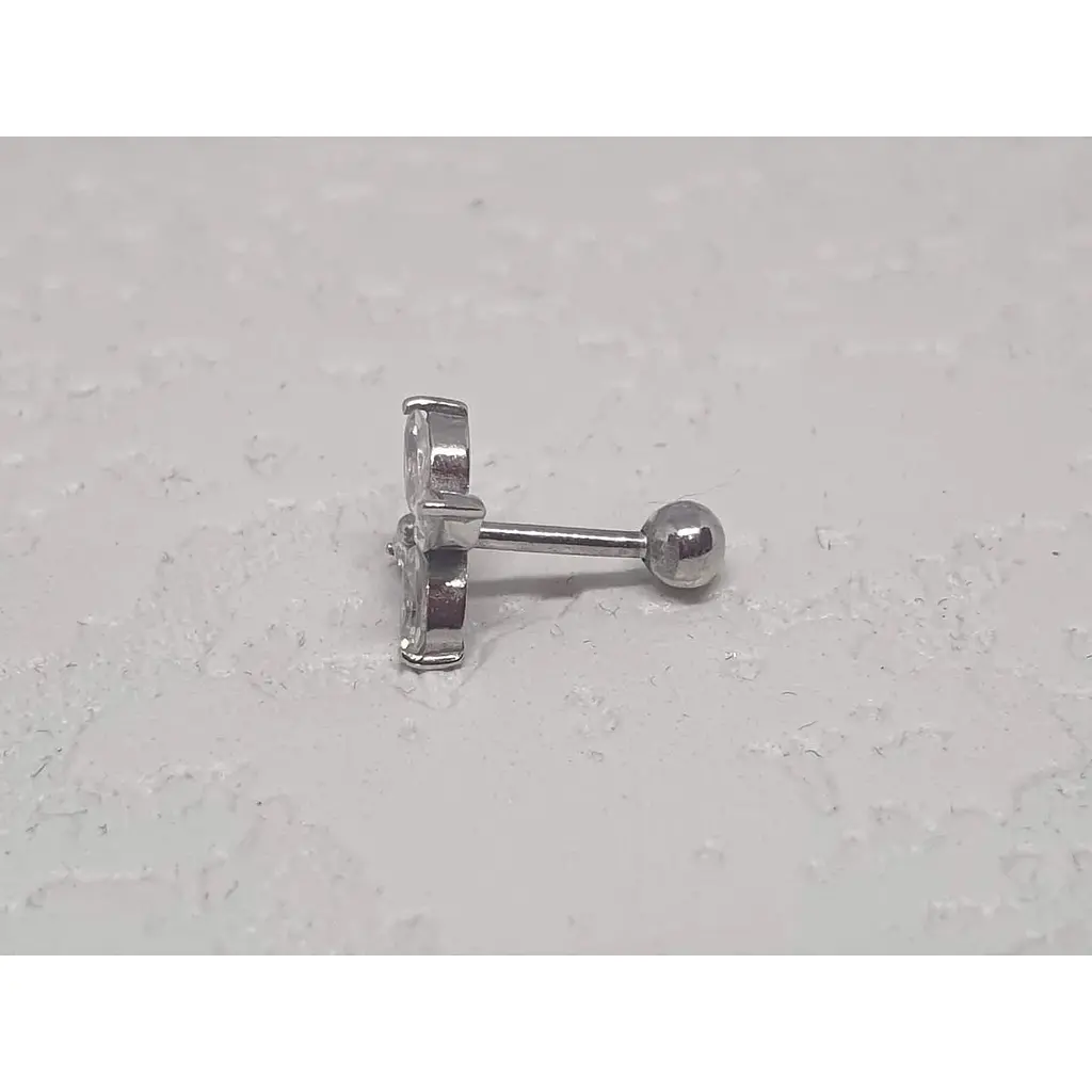 Серебряная серьга для пирсинга хеликса Ирий с фианитами. 40070.1 - фото 3