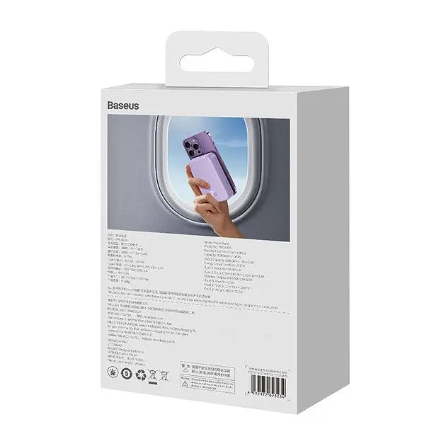 Зовнішній акумулятор бездротовий Baseus Magnetic Mini Wireless Fast Charge Power Bank 20000 mAh 20 W фіолетовий - фото 8