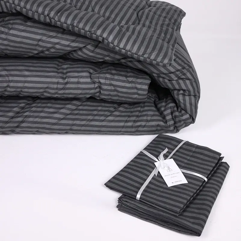 Ковдра антиалергенна MirSon демі №164 Сolor Fun Line Stripe Black з евкаліптовим волокном 110х140 см (2200010857283) - фото 4