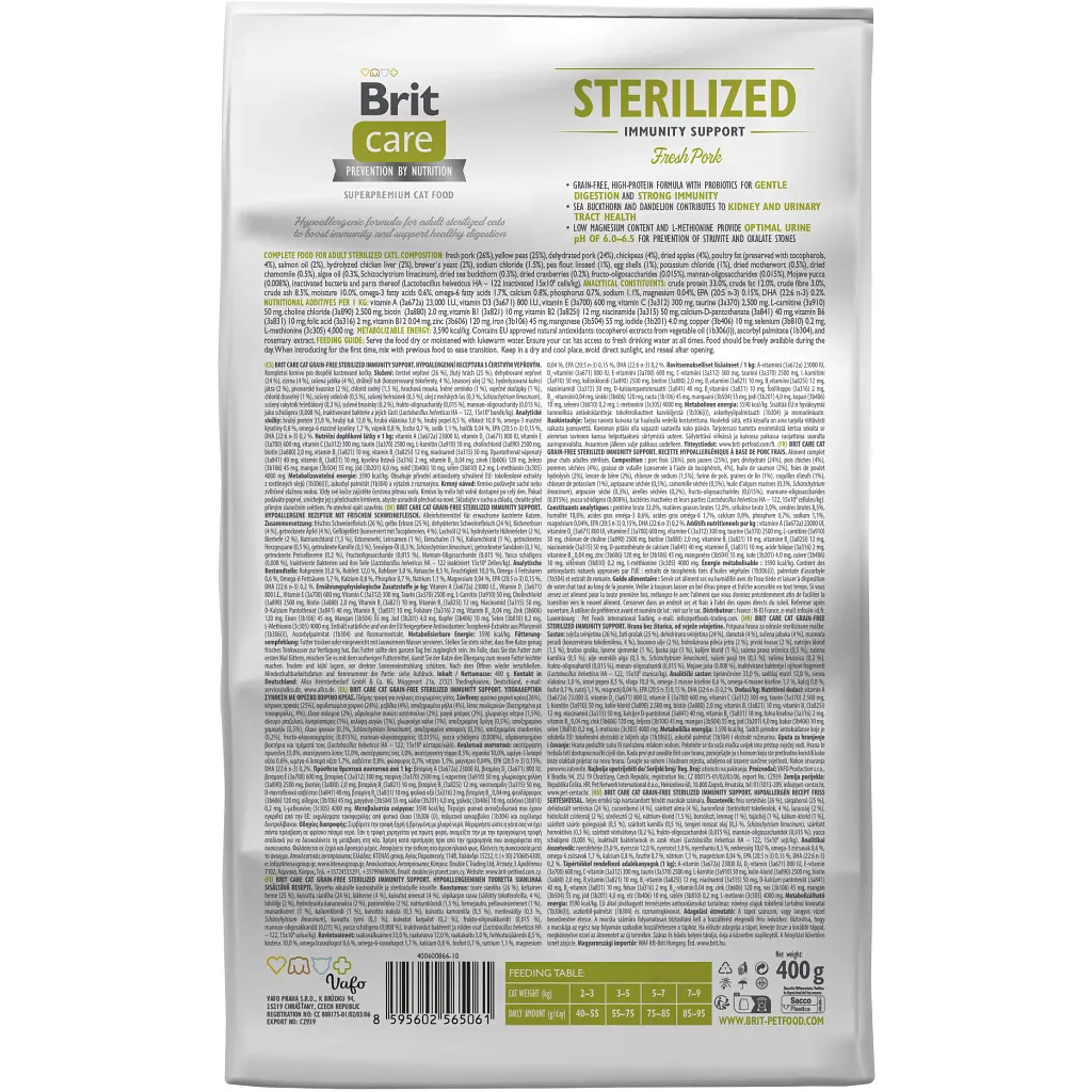 Сухий корм для кішок Brit Care Cat GF Sterilized Immunity Support зі свининою 400 г (8595602565061) - фото 2