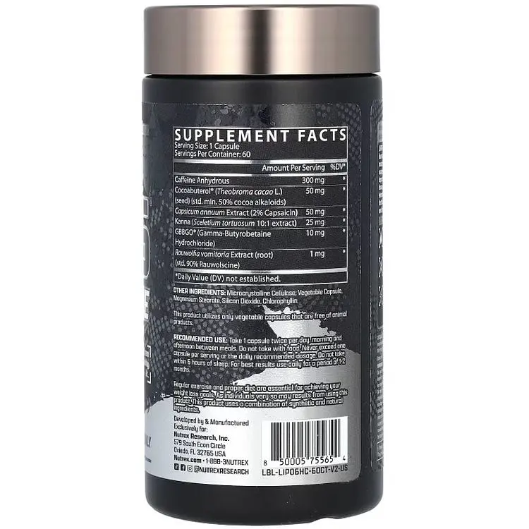 Жироспалювач Nutrex Research Lipo-6 Hardcore 60 капсул - фото 2