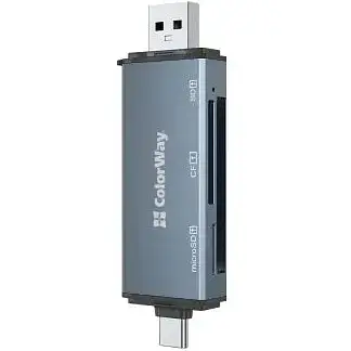 Зчитувач флеш-карт ColorWay USB 2.0/USB-C to CF/SD/MicroSD (CW-CR-01) - фото 1