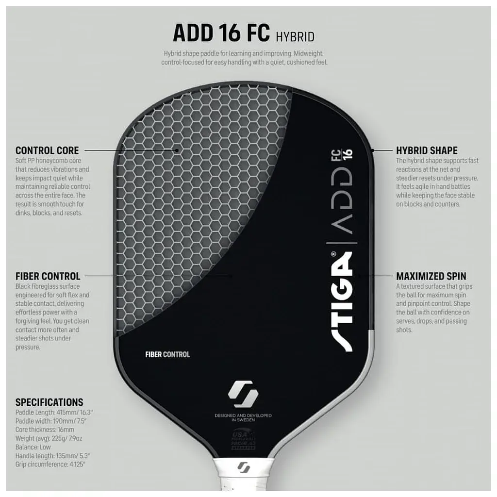Ракетка для піклболу Stiga ADD FC 16 Hybrid (3201-0512-02) (932361) - фото 5