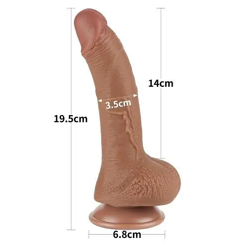 Фалоімітатор - Sliding-Skin Dual Layer Dong 7.5" Brown #1 - фото 3