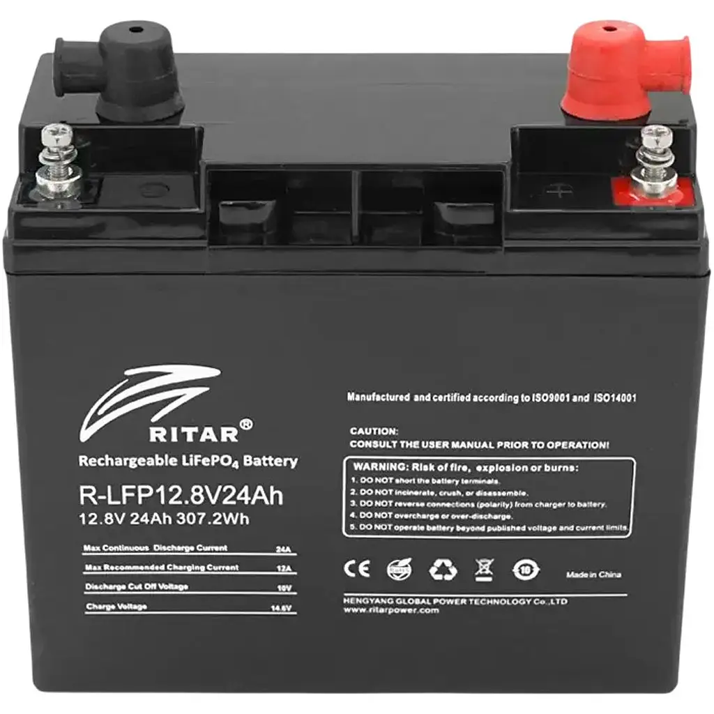 Акумулятор Ritar LiFePO4 12V (12.8V/24Ah/307.2Wh) (R-LFP 12.8V 24Ah) [168176] - фото 2