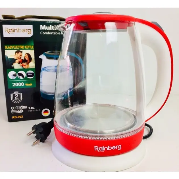 Скляний електричний чайник Rainberg RB-902 з LED-підсвічуванням, 1.8 л - фото 2