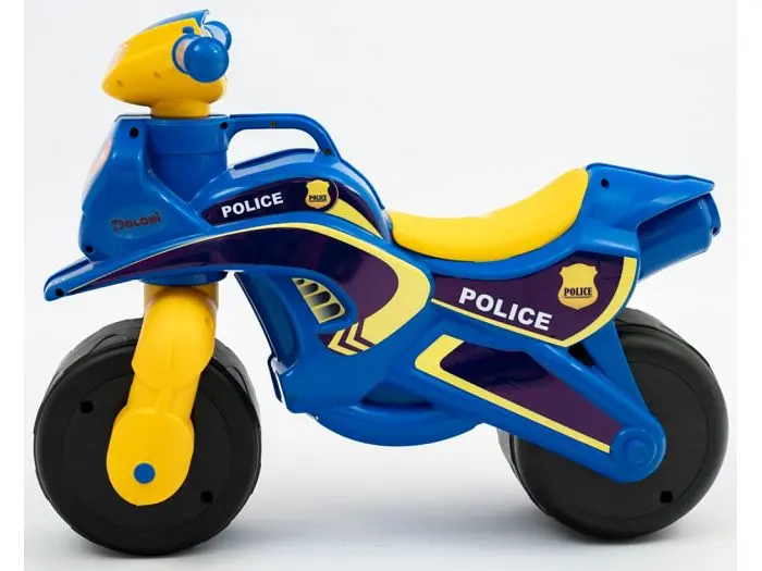 Мотоцикл - толокар з музичним кермом Doloni Toys Поліція (синій) - фото 3