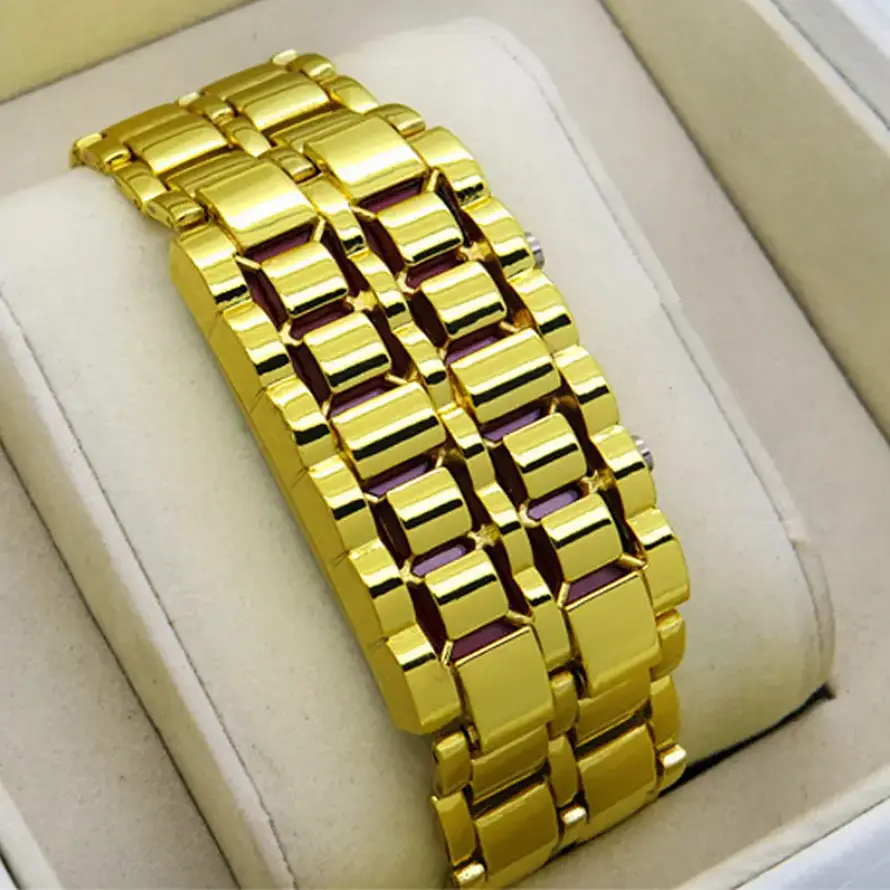 Годинник-браслет Iron Samurai Led Watch золотистий з червоними світлодіодами (IBW012YR) - фото 10