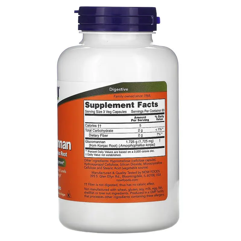Натуральная добавка NOW Glucomannan 575 mg, 180 капсул - фото 2
