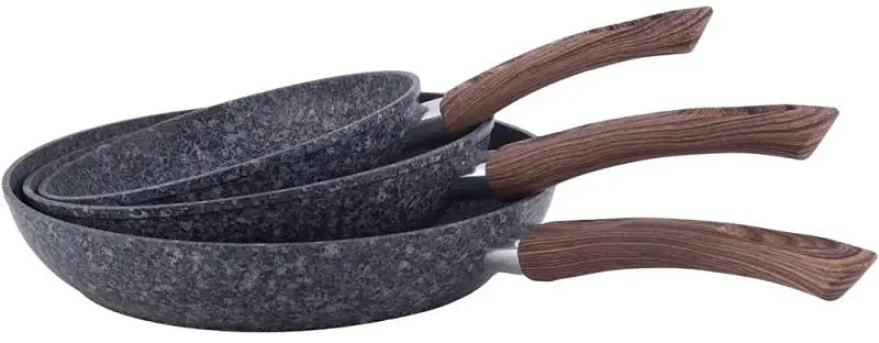 Набір 3 сковороди Grey Marble, індукційні з антипригарним покриттям Kamille Ø20х4,5 см, Ø24х5,5 см, Ø28х6,5 см kuh0007252 - фото 2