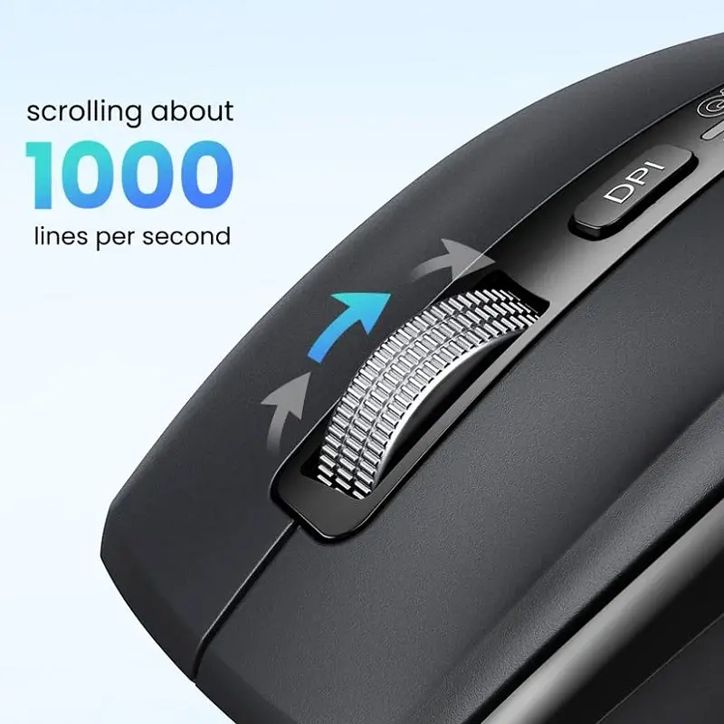 Мишка UGREEN 2.4GHz&BT M751 Ergonomic Contoured-Shape, бездротова, 5000dpi., 5кн., Чорна - фото 7