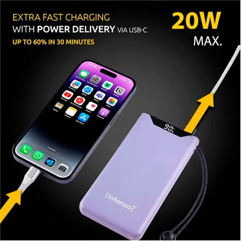 Батарея універсальна Intenso F10000 10000mAh QC3.0 purple (7332033) - фото 6