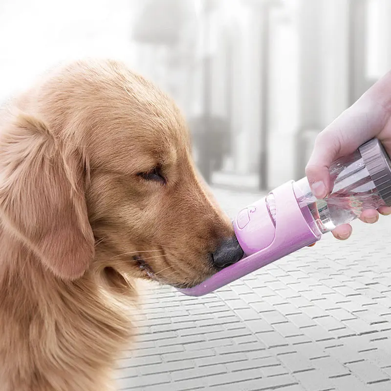 Пляшка для собак Els Pet 300 мл поїлка для води портативна в дорогу для вигулу Рожевий - фото 8