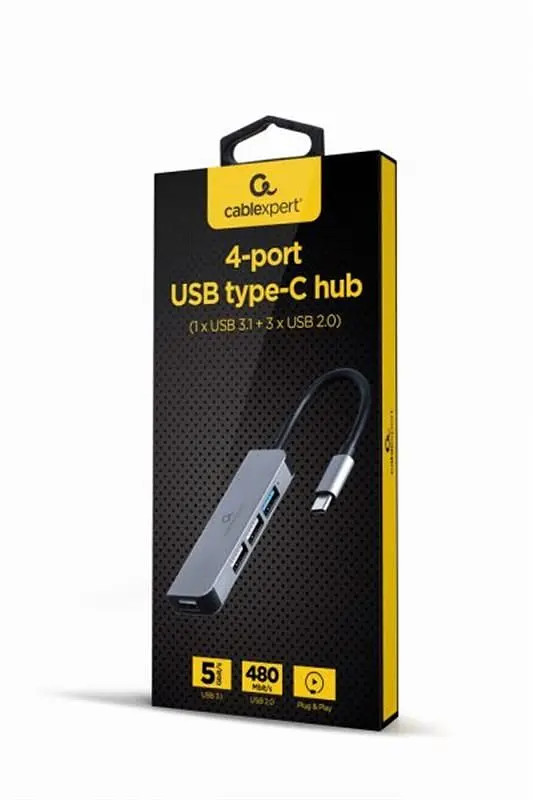 USB-хаб Cablexpert USB Type-C 4-в-1 Grey (UHB-CM-U3P1U2P3-01) - фото 2
