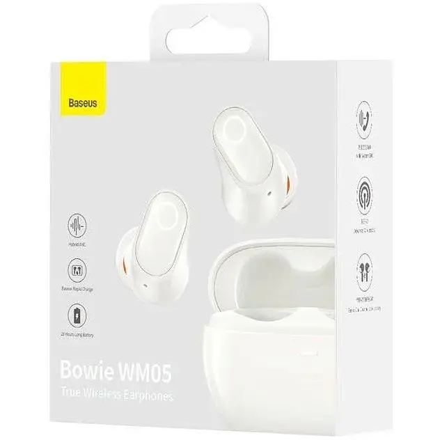 Наушники Baseus Bowie True Wireless Earphones WM05 ANC до 5 часов (NGTW200002) белые - фото 3