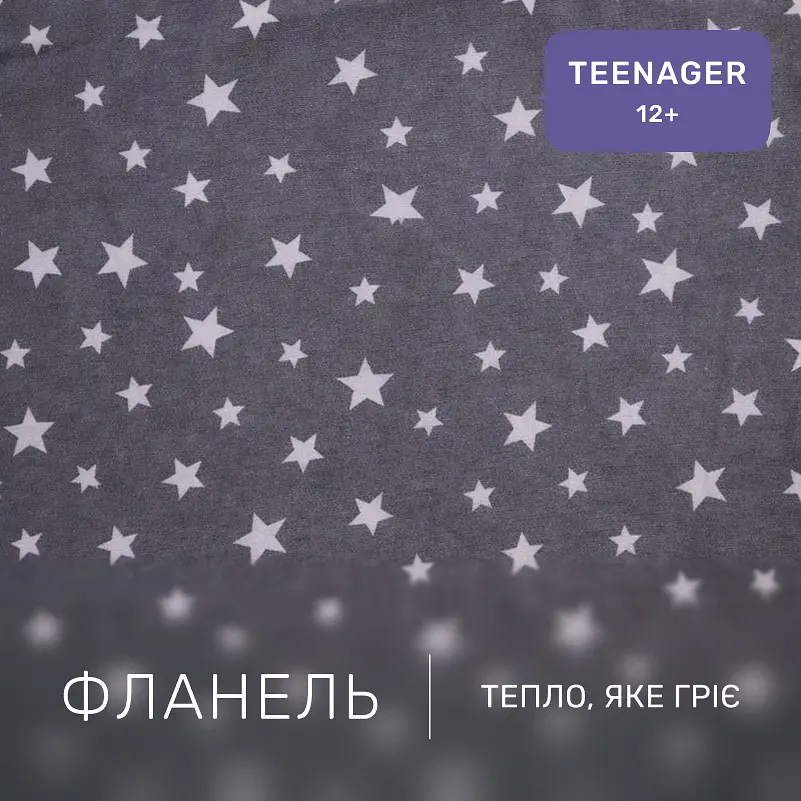Дитяча постільна білизна MIRSON TEENAGER фланель Grey Stars 200х220см (2200012804629) - фото 2