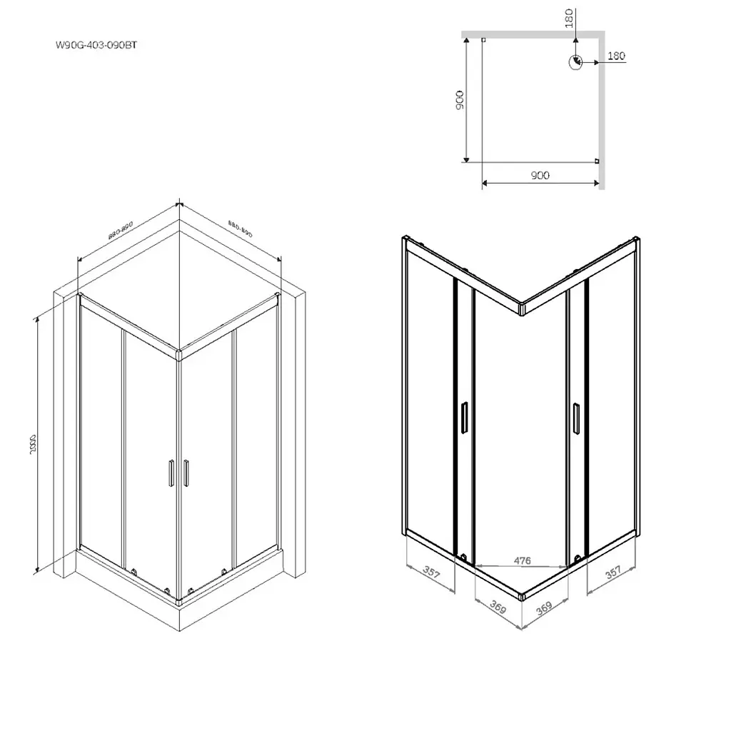Душове огородження Square Slide AM.PM Gem 120×80 см, прозоре скло, чорний матовий профіль W90UG-403-120280-BT - фото 11