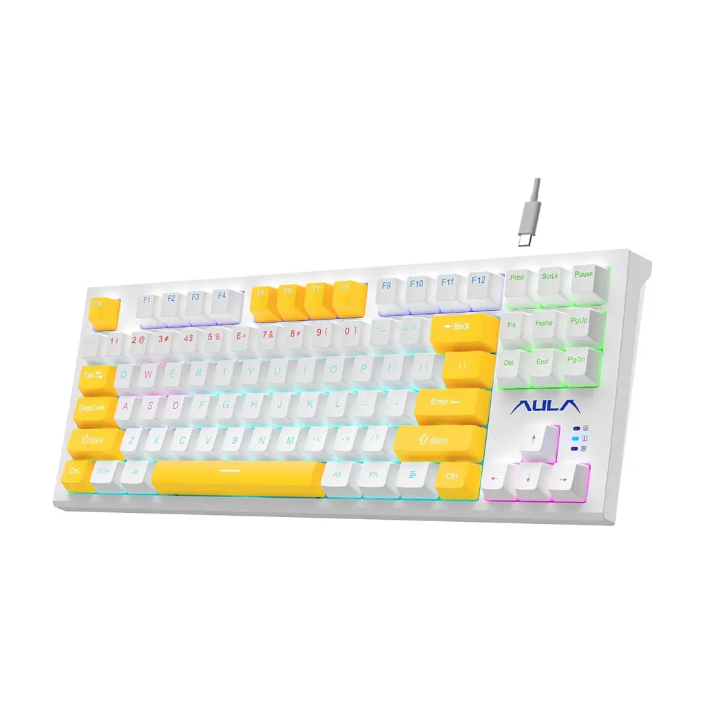 Клавіатура Aula F3032 keycaps plus 21 Yellow keys KRGD Red USB UA White (6948391204680) - фото 2