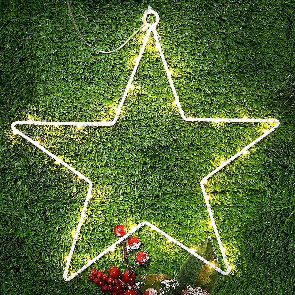Світлодіодні різдвяні зірки, SANDYBY Star Window Light 40 теплих білих світлодіодних ламп з батарейним живленням - фото 4