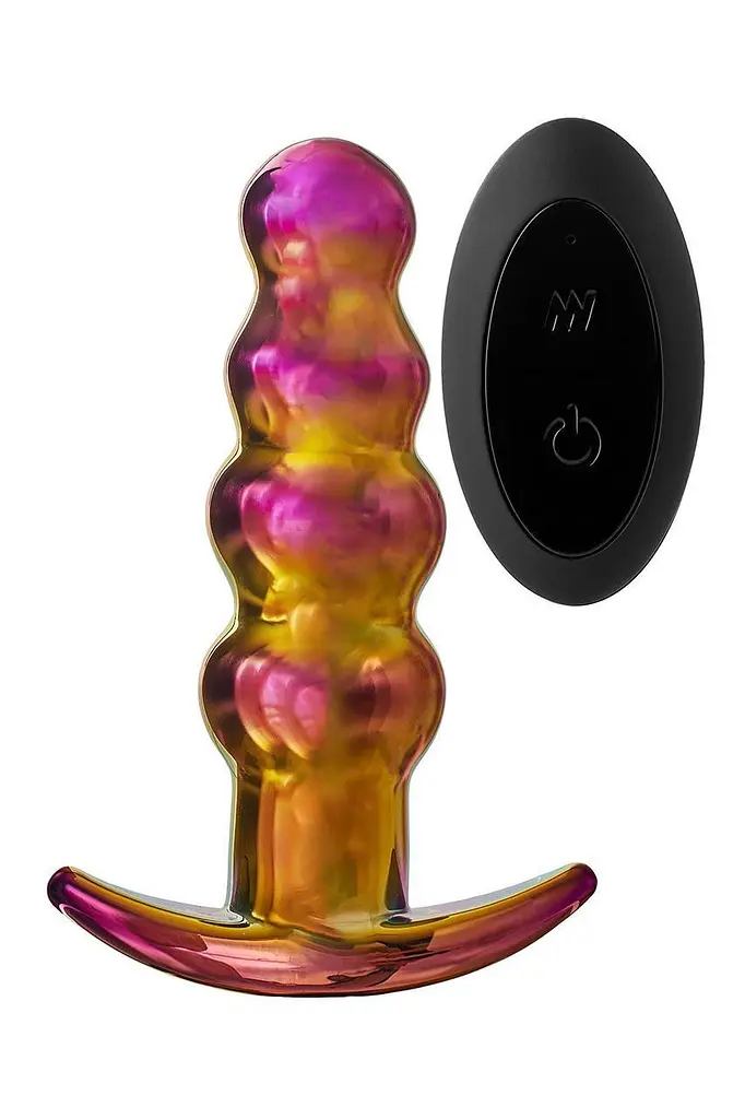 Анальна пробка вібраційна скляна Dream Toys GLAMOUR GLASS — 10 режимів, пульт, IPX7, USB-заряджання - фото 2