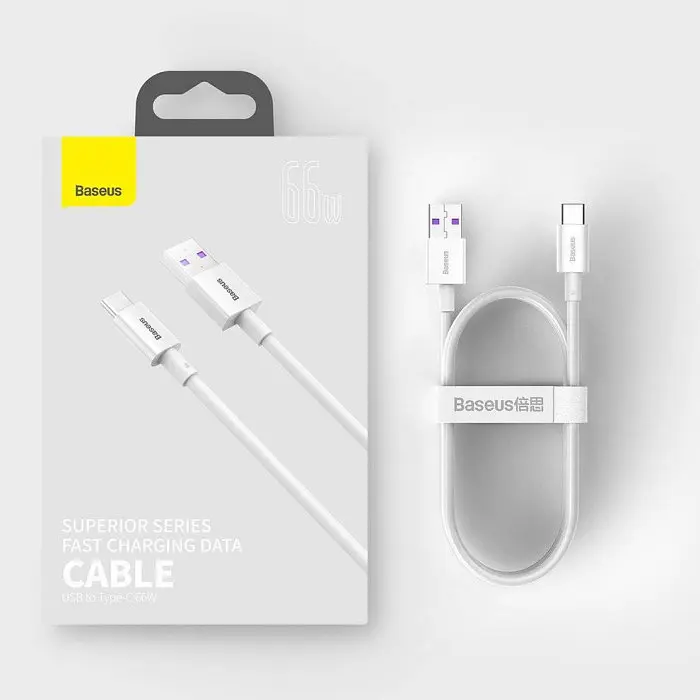 Кабель Baseus Superior Series Fast Charging Data Cable USB to Type-C 66W 1 м Белый - фото 2