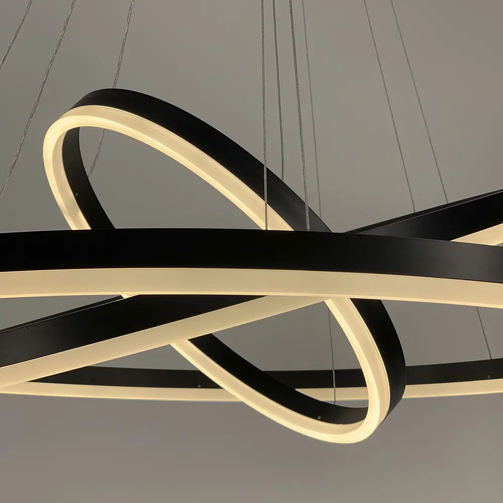 LED люстра на три кольца в черном каркасе 60+40+20 см Ст. G 68-600+400+200 BK Line F - фото 6