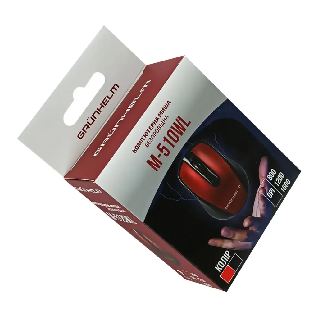 Мишка Grunhelm M-510WL Wireless Black/Red (126870) - фото 2
