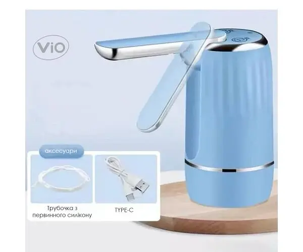 ViO E27, Електрична USB помпа для води з дисплеєм та носиком, що складається, блакитна - фото 4