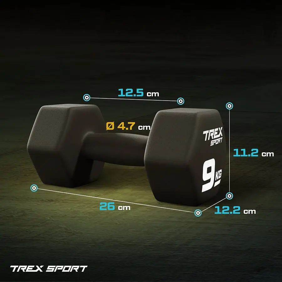 Гантелі для фітнесу неопренові TREX Sport TX-090VD 2x9кг - фото 4
