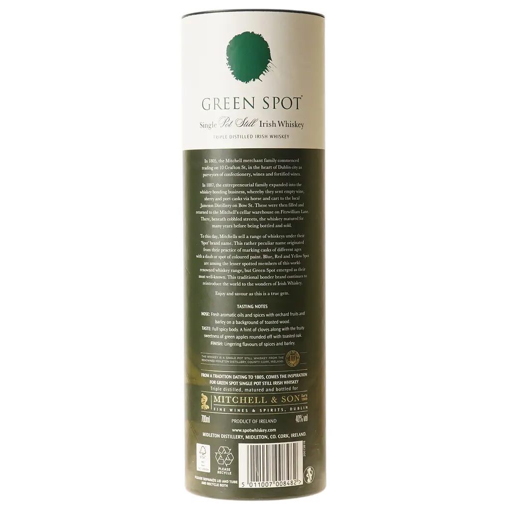 Виски Mitchells Green Spot Single Pot Still Irish Whiskey 40% 0.7 л (846672) - фото 3