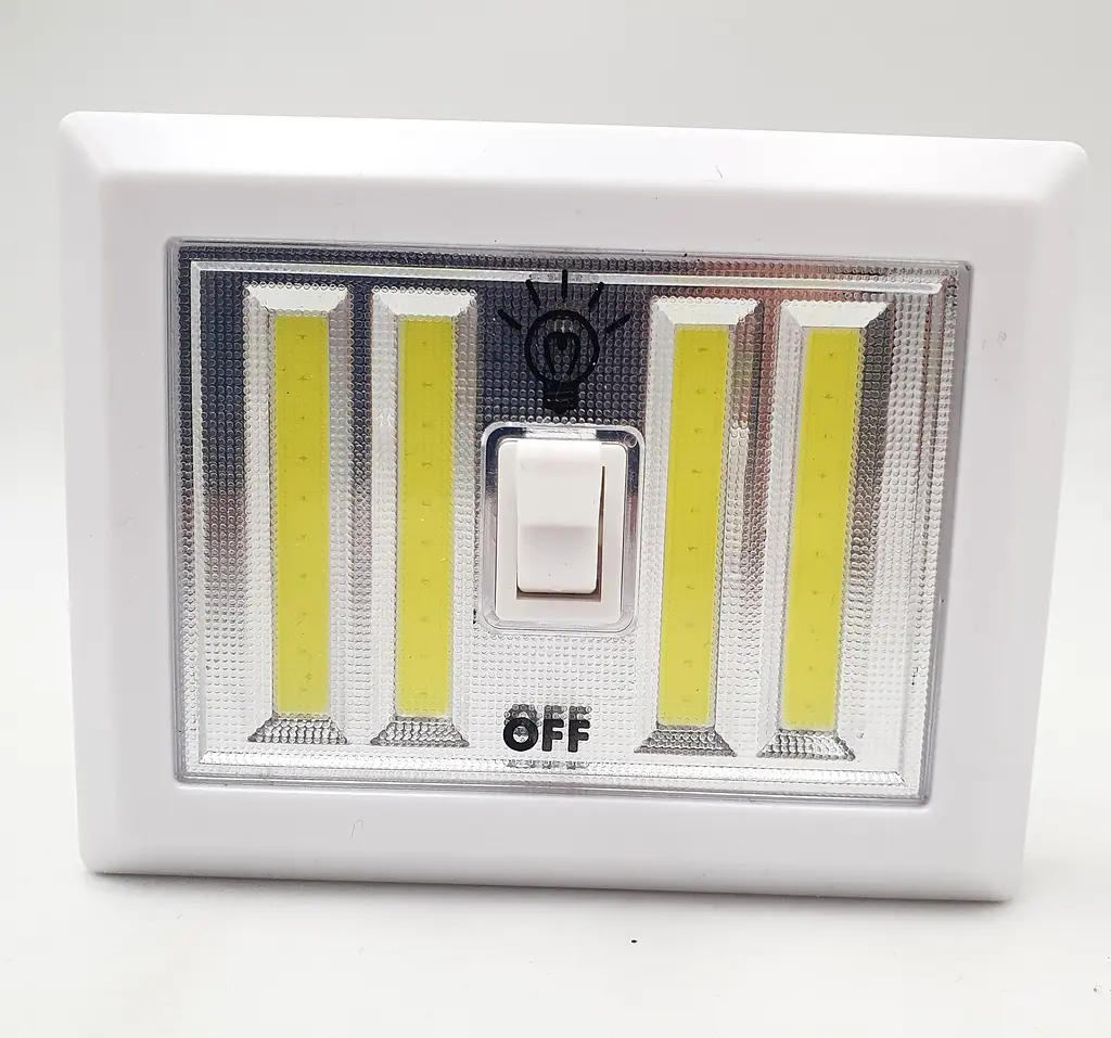 Світлодіодний LED 4COB світильник нічник вимикач на батарейках 4хAAA 5W 4COB магніт липучки 12х9,5см UKC 3шт - фото 6
