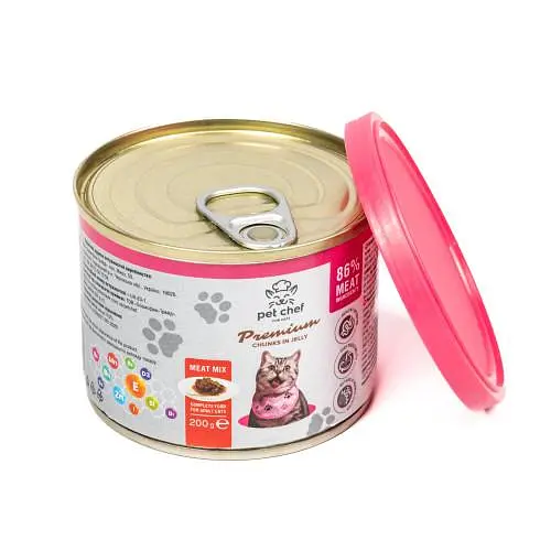 Корм влажный для взрослых кошек Pet Chef, кусочки в желе Мясной микс 200 г - фото 5