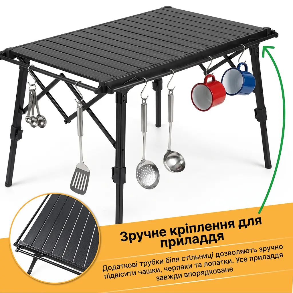Розкладний туристичний стіл LEOBRO Pro Camp Black Alu (LB-1064) - фото 4