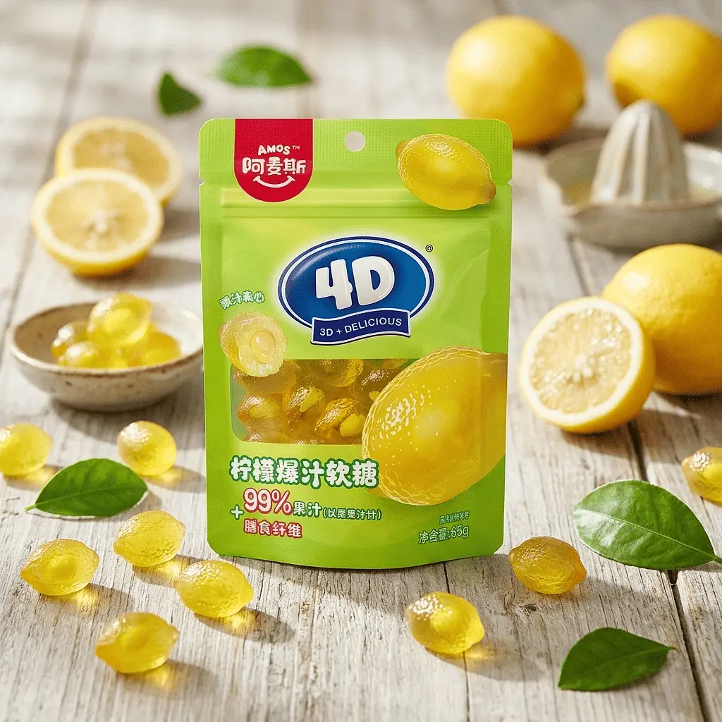 Жувальні цукерки Amos 4D Lemon Gummies 65г - фото 3
