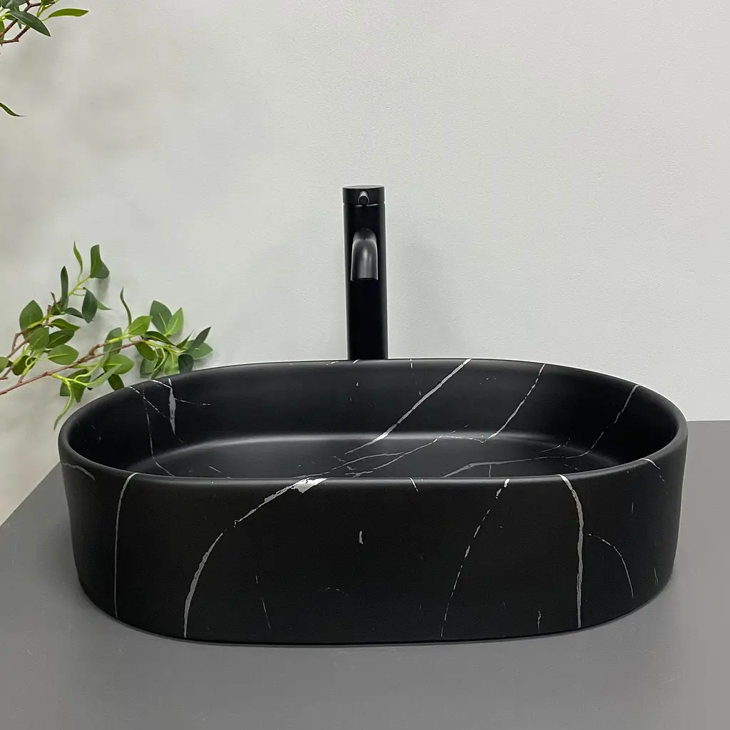 Умивальник VBI Verona 50 black marmo matt накладний VBI-011328, Чорний матовий - фото 2