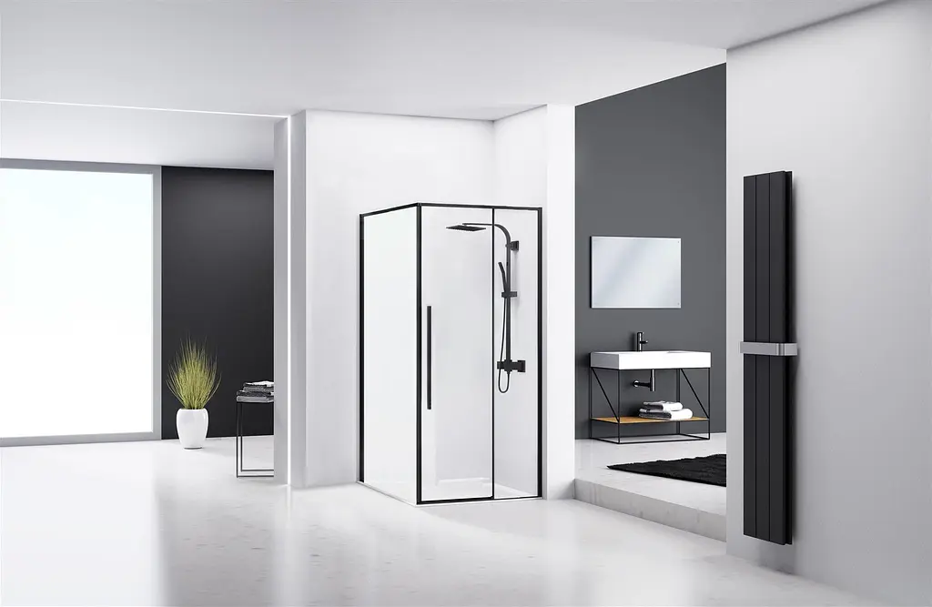 Душова кабіна Rea Solar 90x90 black REA-K6412, Чорний матовий, Універсальна, прозорий - фото 2