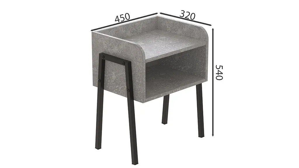 Тумба модульна Ferrum-decor Джузі 540x450x320 метал Чорний ДСП Бетон 16 мм (FRD-102974) - фото 3