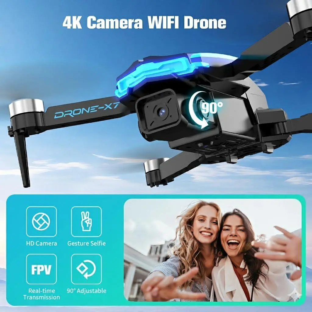 Дрон із камерою 4K для дітей і дорослих, безщітковий двигун RC Quadcopter для початківців, 36 хвилин польоту/запуск одним ключем - фото 2