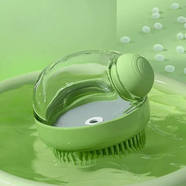 Щітка силіконова масажна Semi Cleaning Device з дозатором, Green для миття тварин