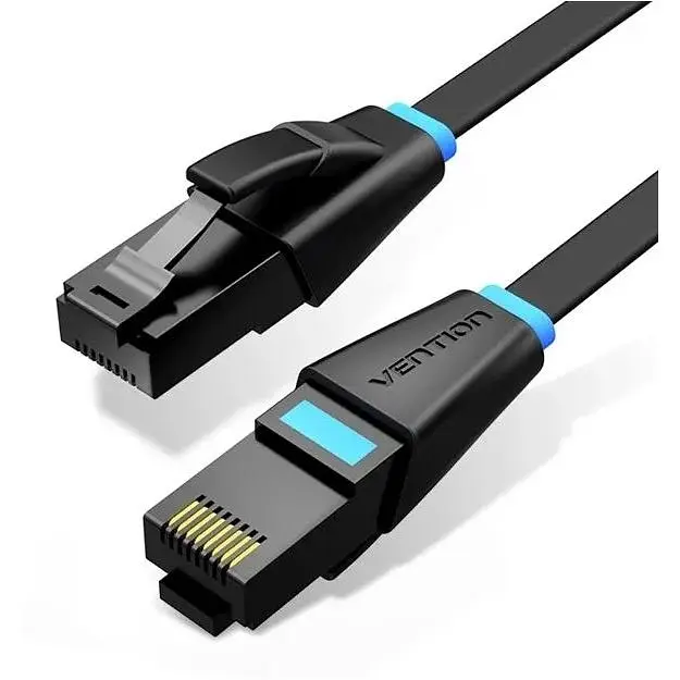 Патч-корд 1м, UTP cat 6 RJ-45 flat black Vention (IBJBF)