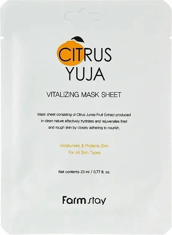 Тканинна маска для обличчя з екстрактом юзу FarmStay Citrus Yuja Vitalizing Mask Sheet 23 мл