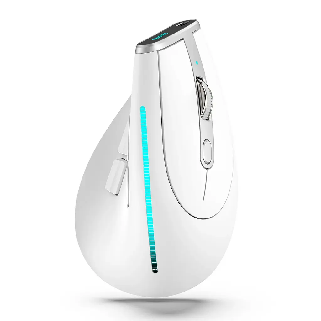 Вертикальна миша бездротова Zelotes F-36 з акумулятором та RGB підсвічуванням 2,4G+Bluetooth White - фото 3