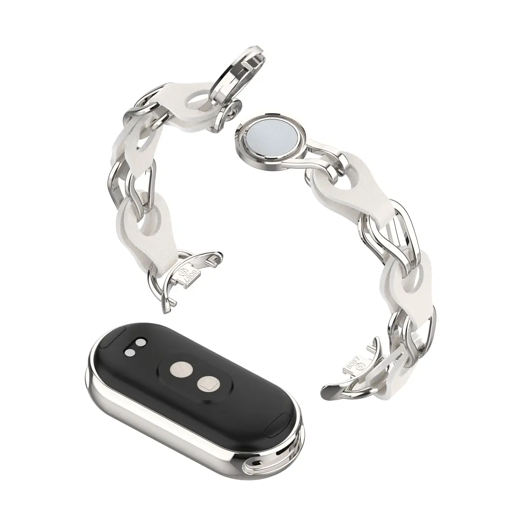 Металевий ремінець для Xiaomi Smart Band 10/9/8, Chain Wristband, срібний, браслет з нержавіючої сталі та штучної шкіри для фітнес-трекера, ArmorStandart (ARM86889) - фото 3