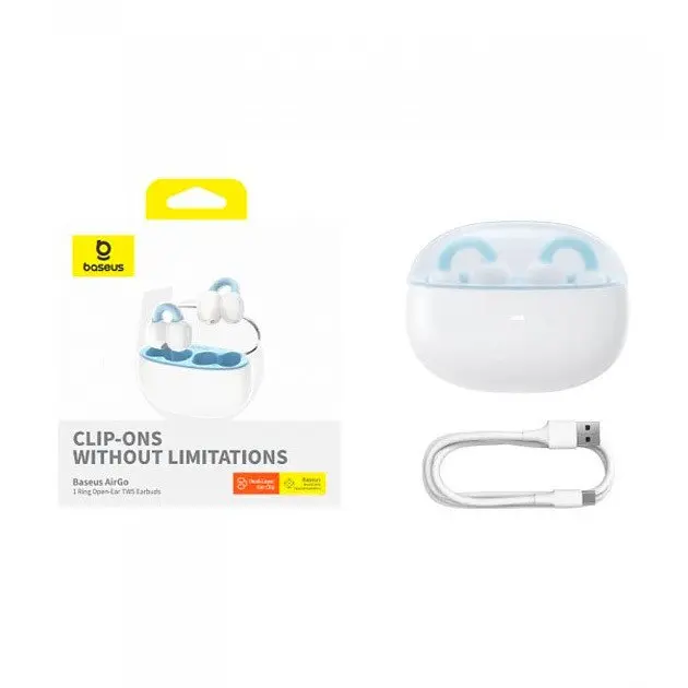 Наушники беспроводные Baseus AirGo 1 Ring Open-Ear TWS Earbuds белые A00069201223-00 - фото 6