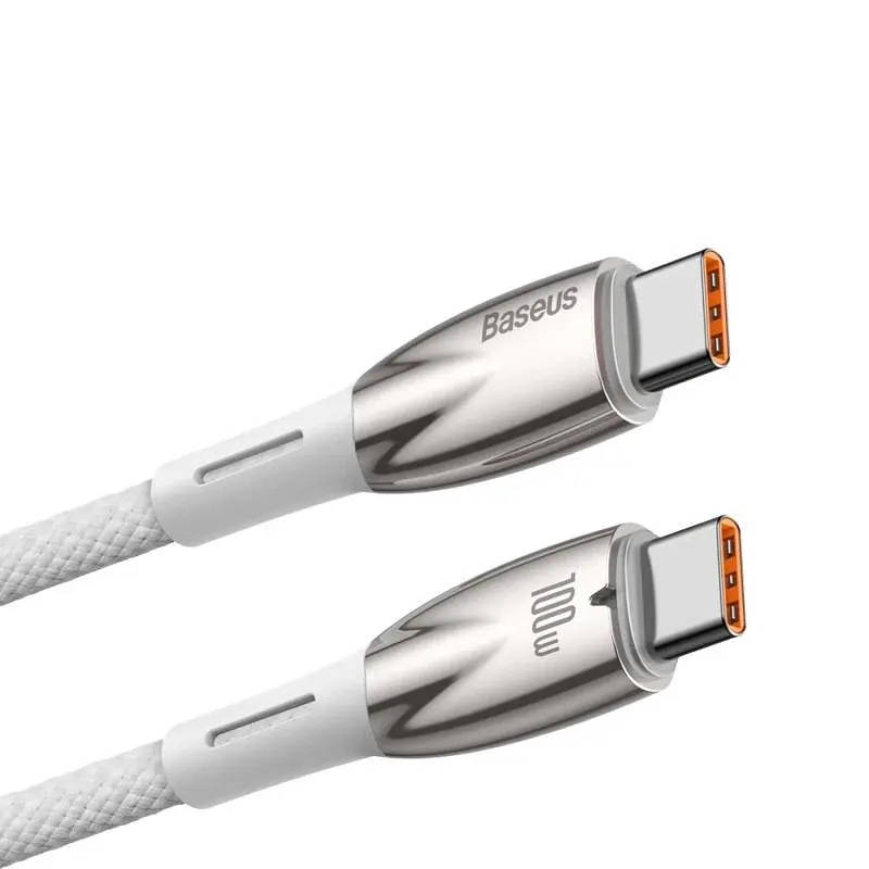 Дата кабель Baseus Glimmer Series Fast Charging Type-C to Type-C 100W 1 м CADH00070 White - фото 3