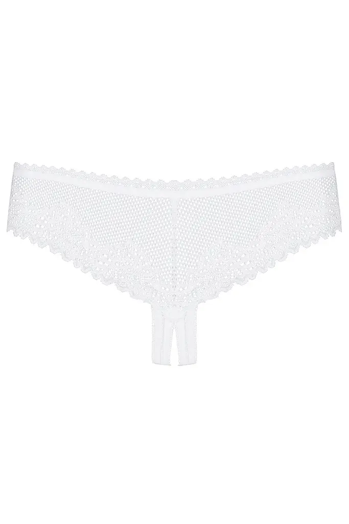 Жіночі стрінги Obsessive Alabastra Crotchless Thong White S/M - фото 3