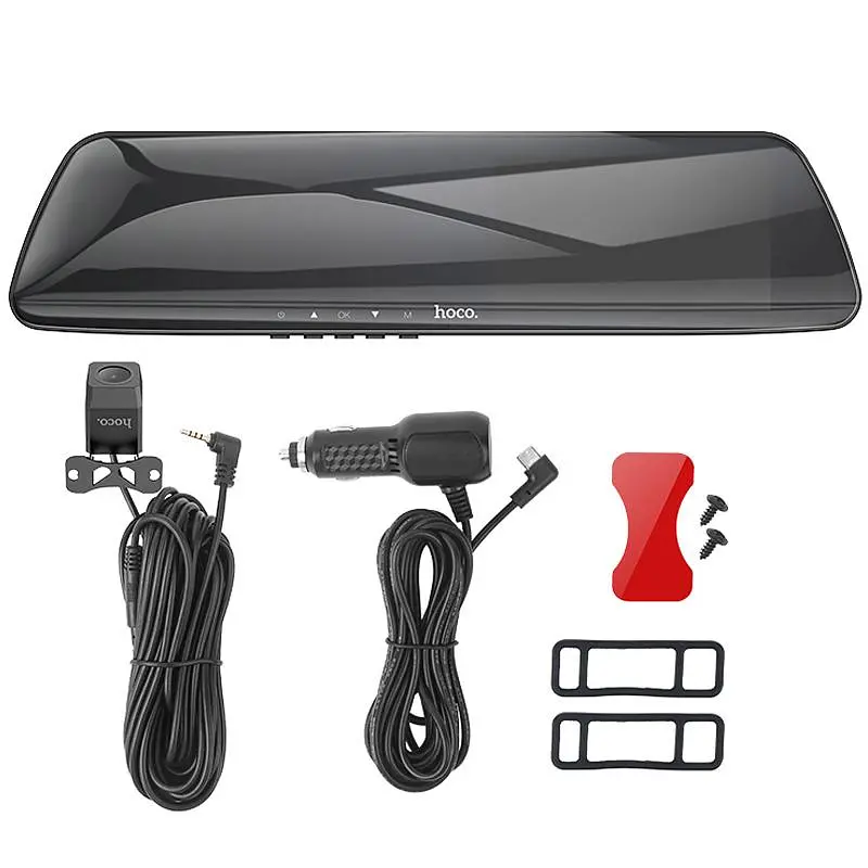 Автомобільний відеореєстратор дзеркало Hoco DV4 4.5-inch display with rear camera (1080P+720P) Iron gray - фото 5