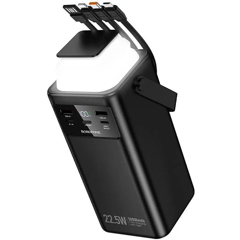 Портативное ЗУ Power Bank Borofone BJ65A High 22.5W+PD20W with cable 50000 mAh Black - фото 3
