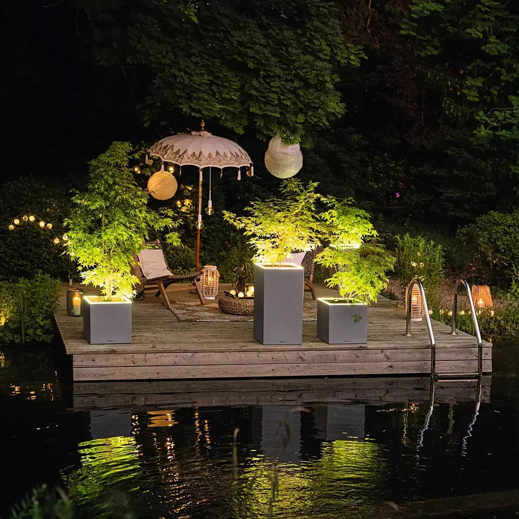 Вазон Lechuza Canto Stone 40 high LED графітово-чорний (13642) - фото 9