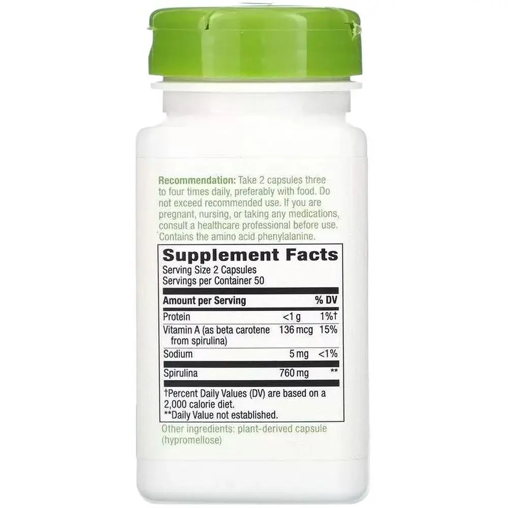 Спіруліна Nature's Way Spirulina мікроводорості 760 мг 100 капсул - фото 2
